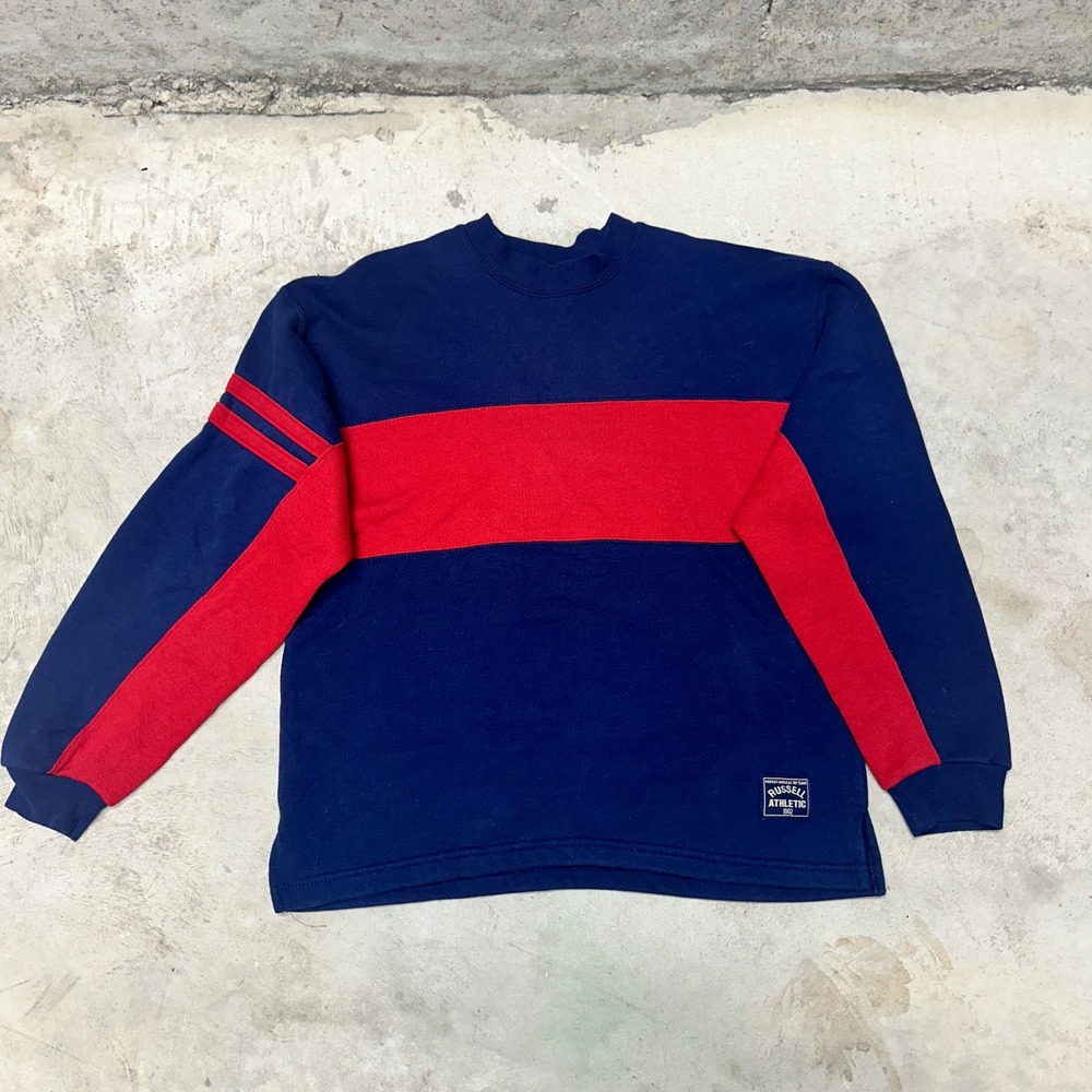 Vintage Russell Athletic‎ Youth XL Crewneck Sweatshirt Red Blue USA Made